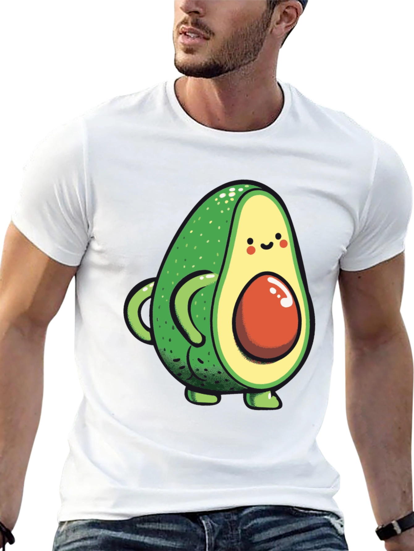 Cute Avocado Graphic Black T-Shirt