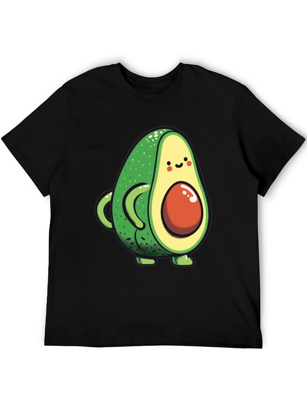 Cute Avocado Graphic Black T-Shirt