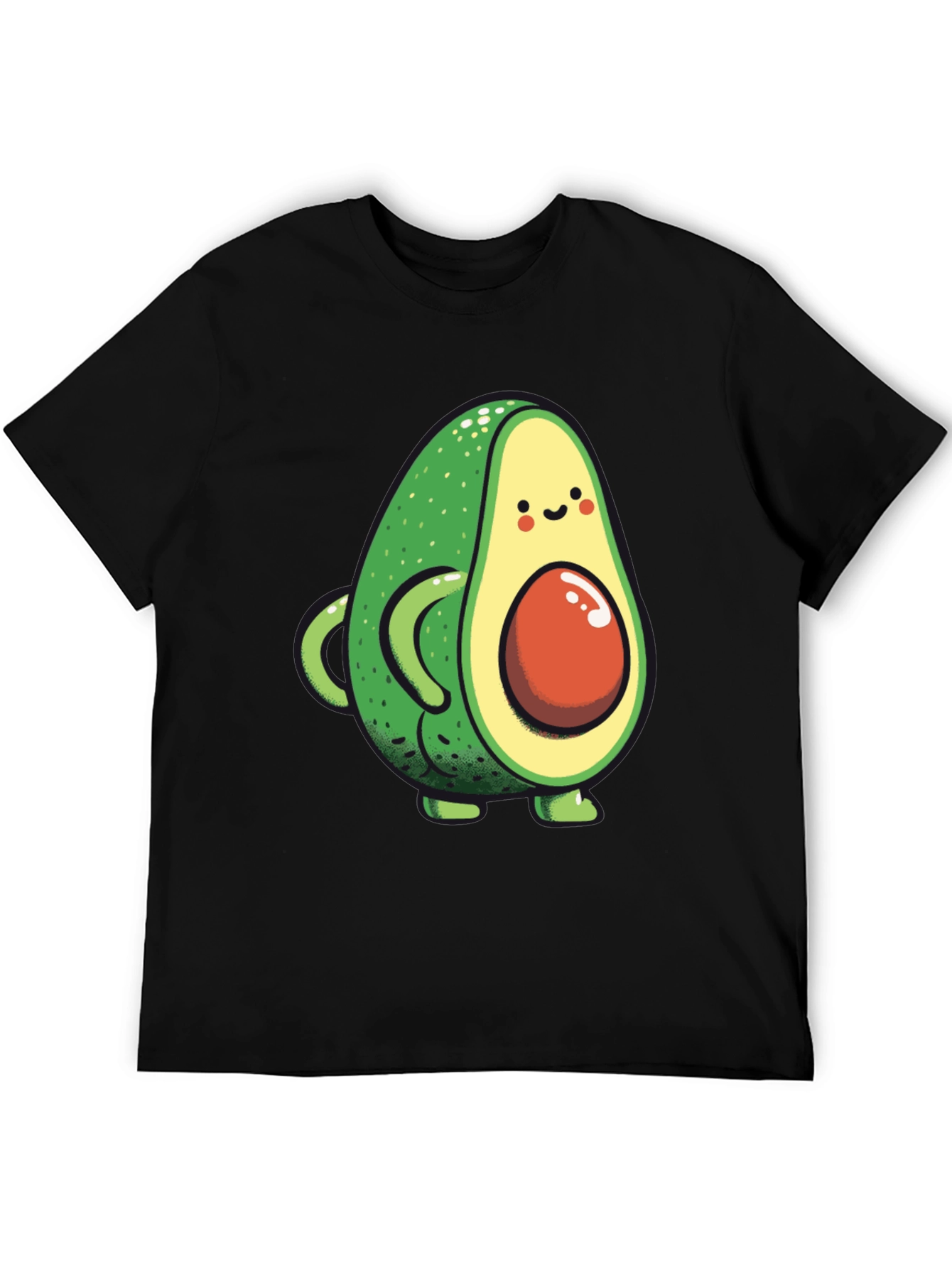 Cute Avocado Graphic Black T-Shirt