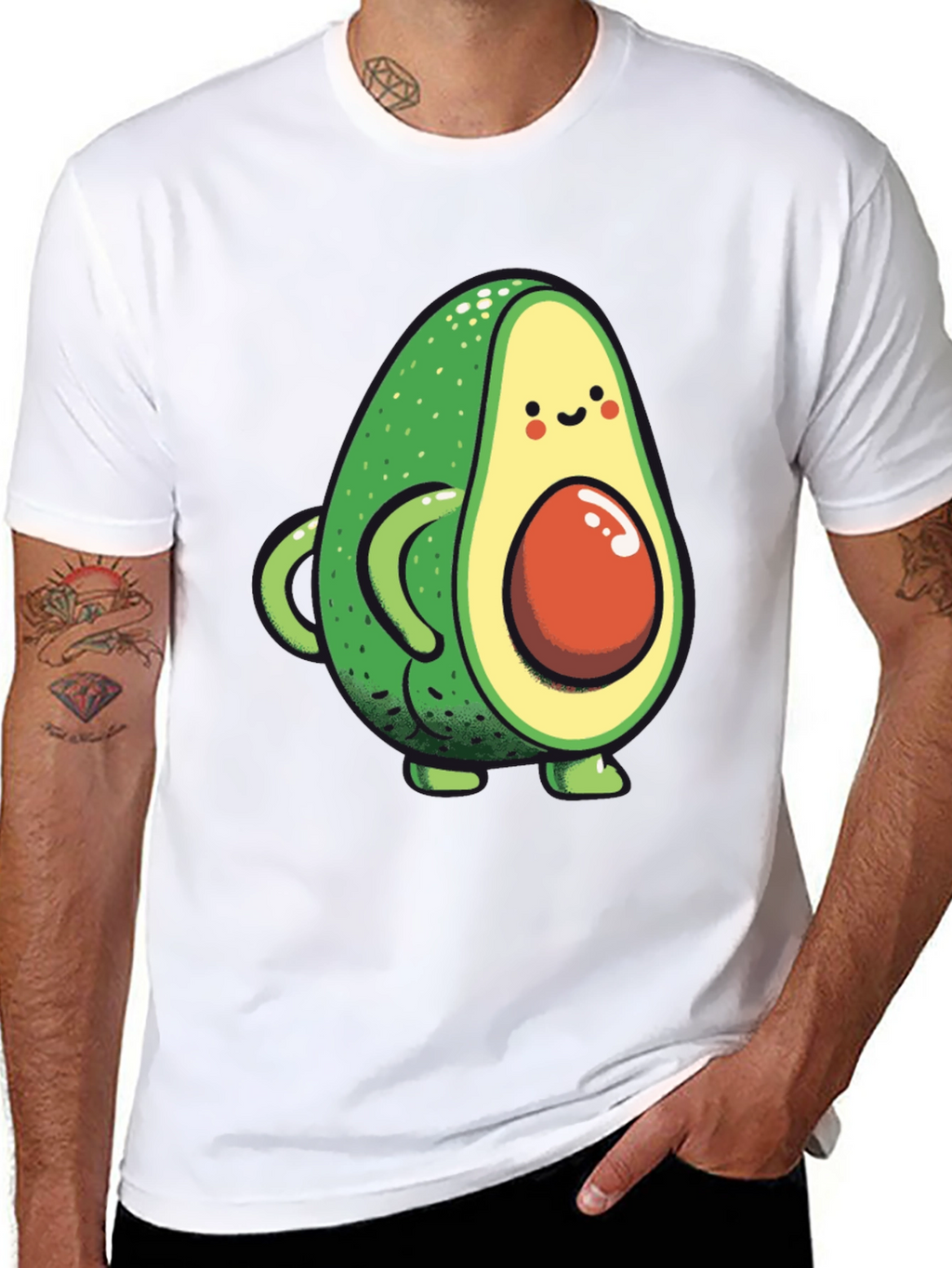 Cute Avocado Graphic Black T-Shirt
