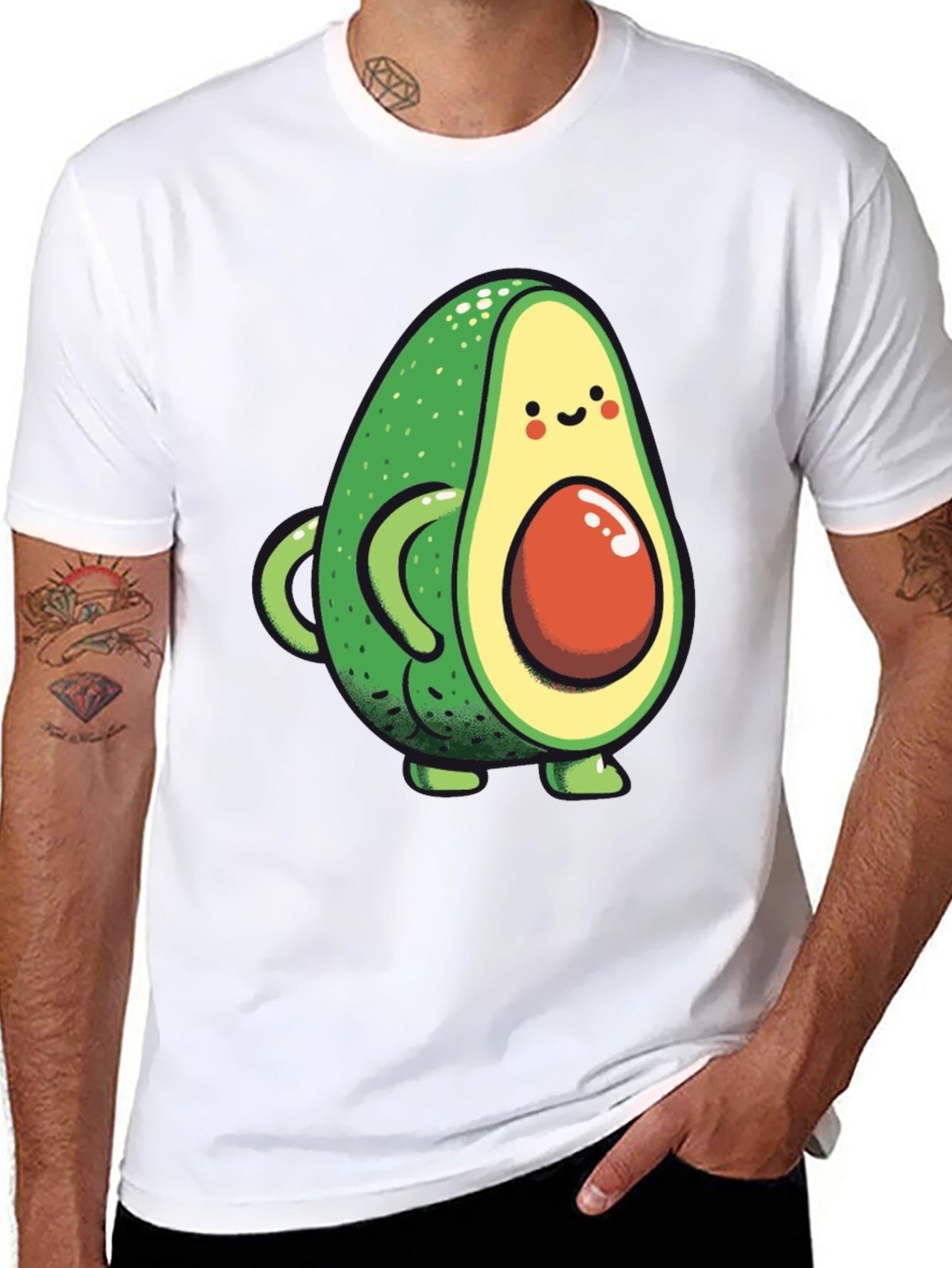 Cute Avocado Graphic Black T-Shirt
