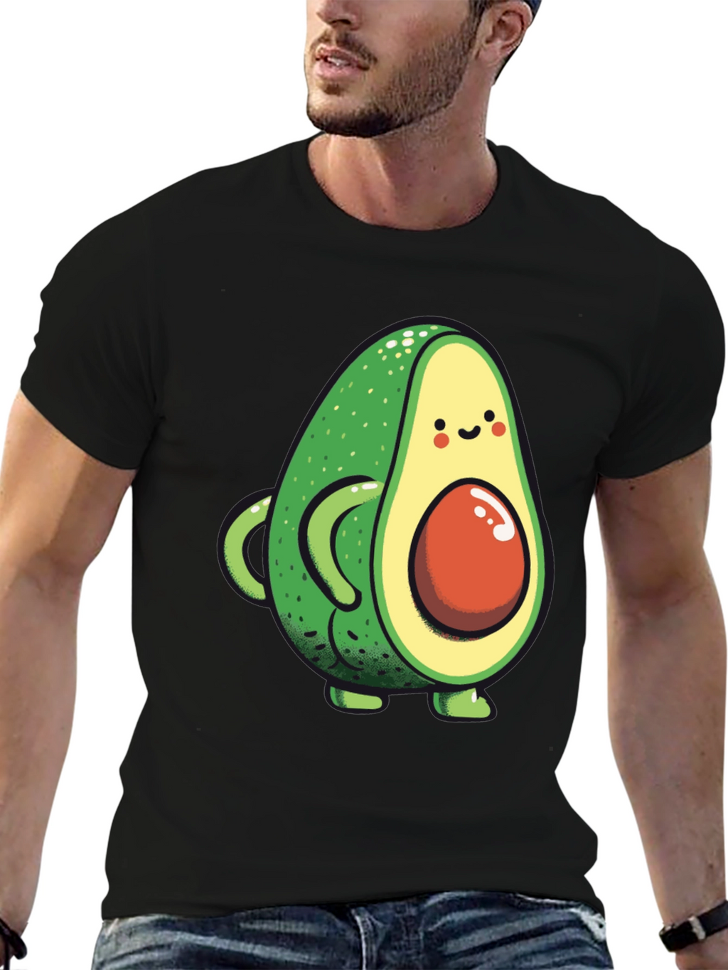 Cute Avocado Graphic Black T-Shirt