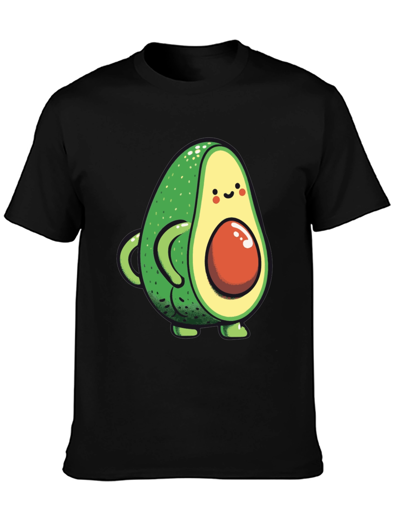 Cute Avocado Graphic Black T-Shirt