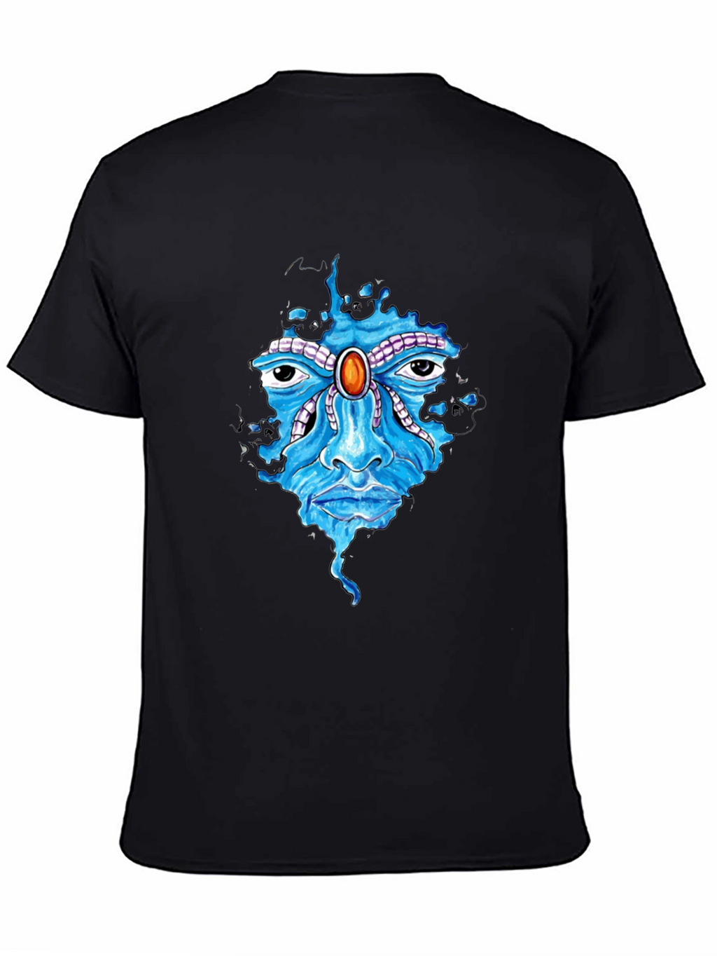 Abstract Face Graphic Print Mens Black T-Shirt