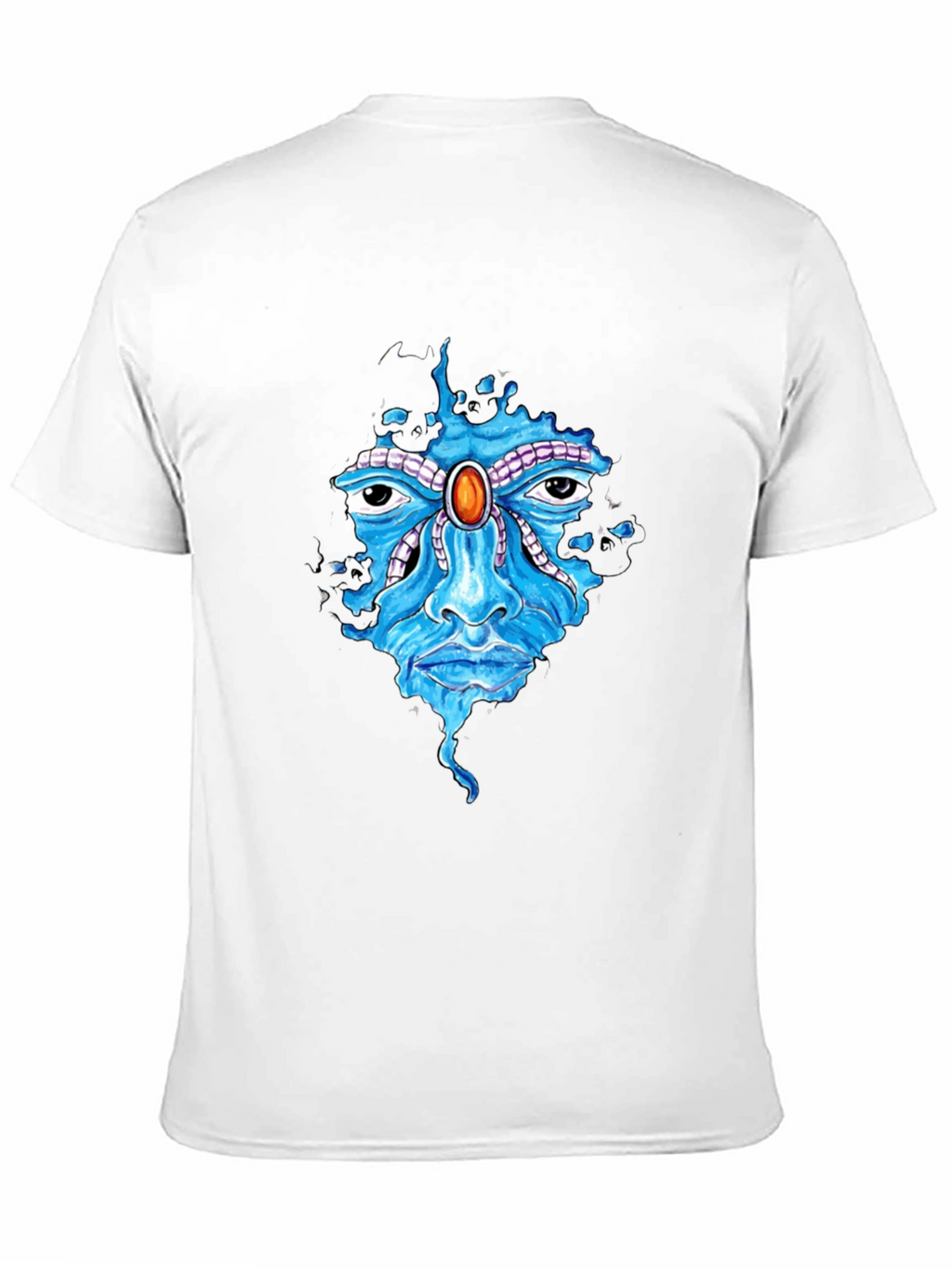 Abstract Face Graphic Print Mens Black T-Shirt