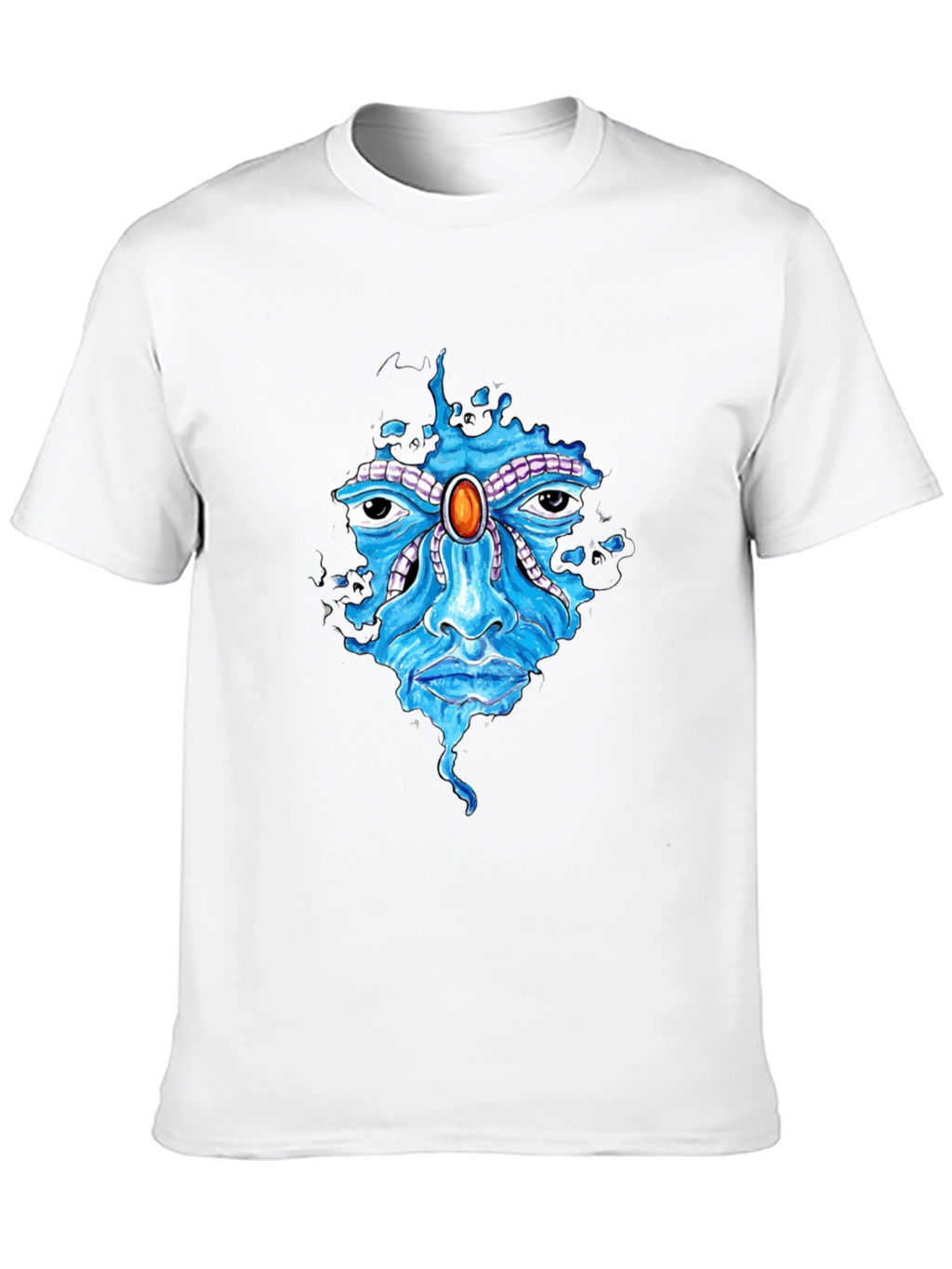 Abstract Face Graphic Print Mens Black T-Shirt
