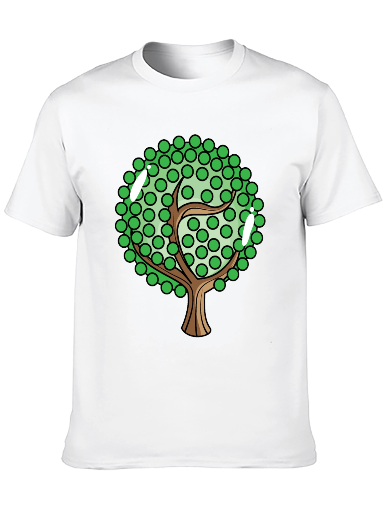 Cartoon Tree Graphic Tee - Black Cotton Blend