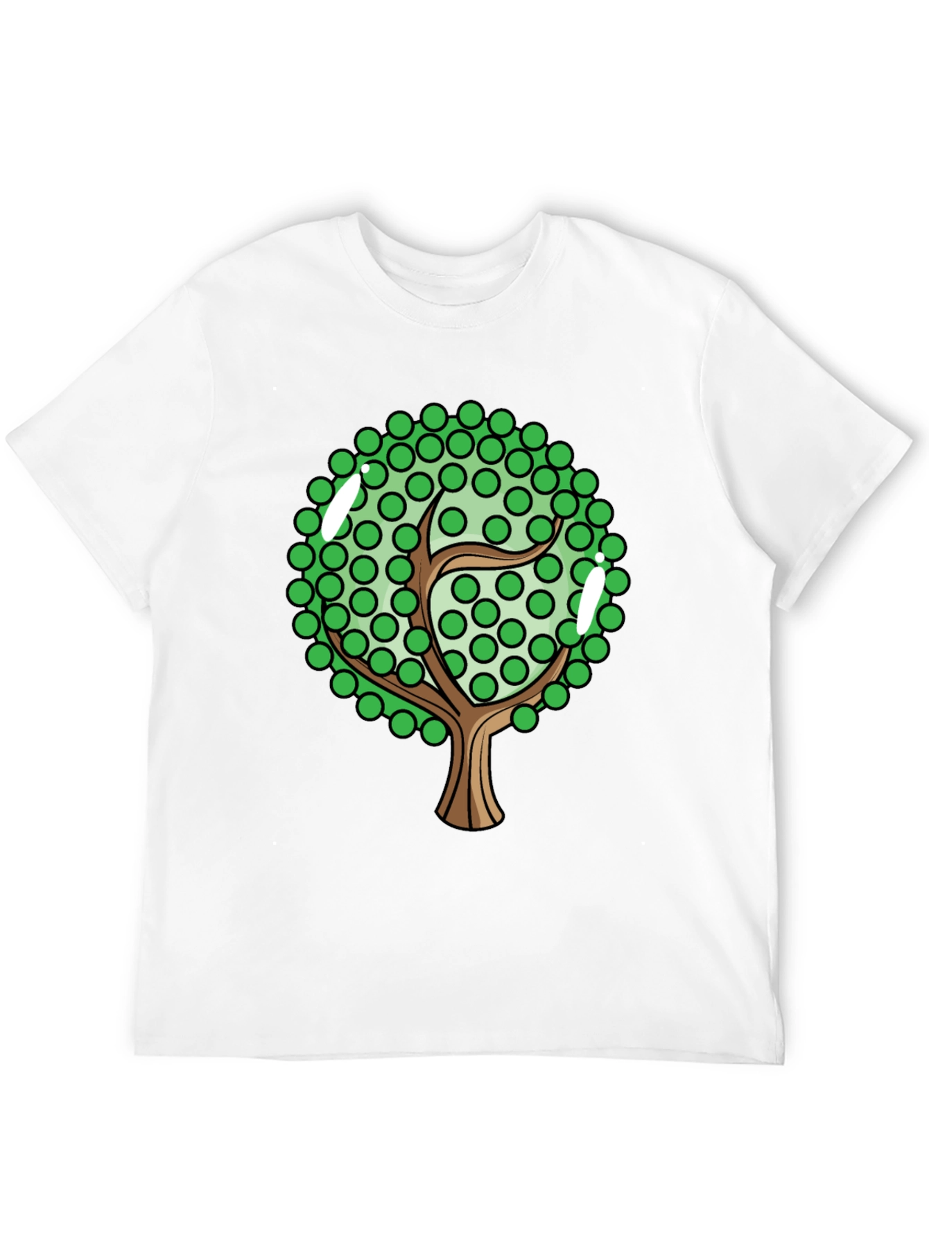 Cartoon Tree Graphic Tee - Black Cotton Blend