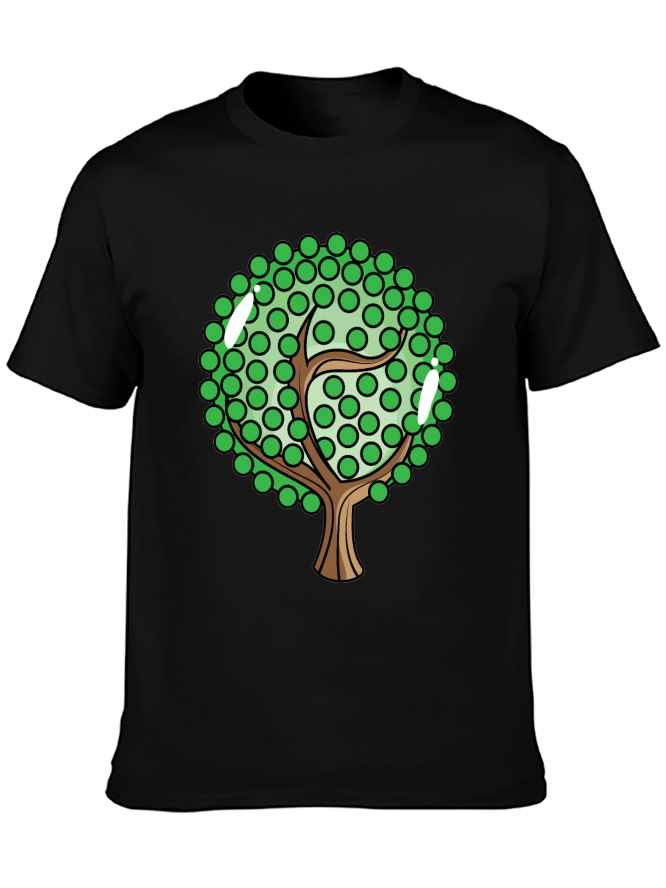 Cartoon Tree Graphic Tee - Black Cotton Blend