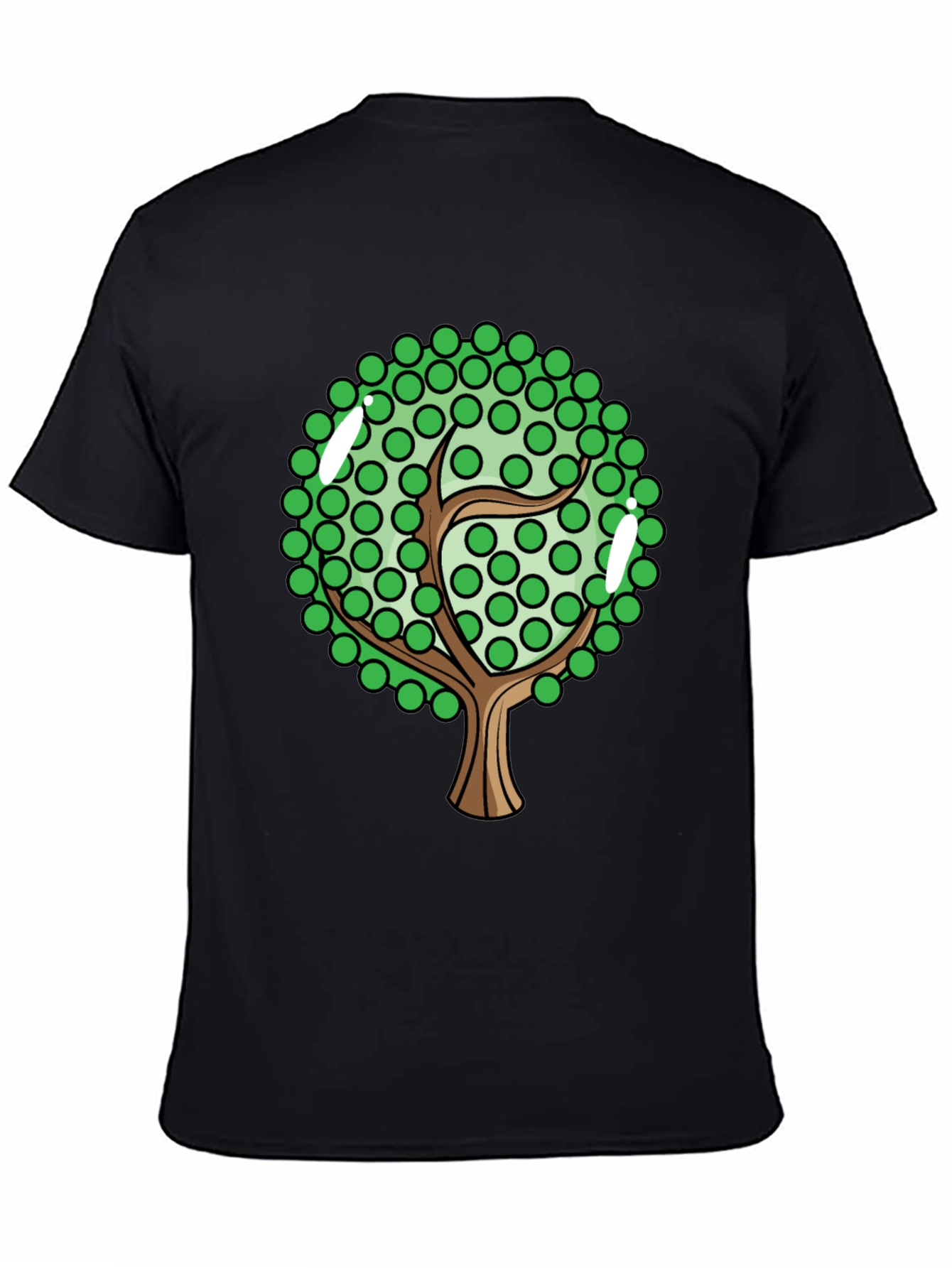 Cartoon Tree Graphic Tee - Black Cotton Blend