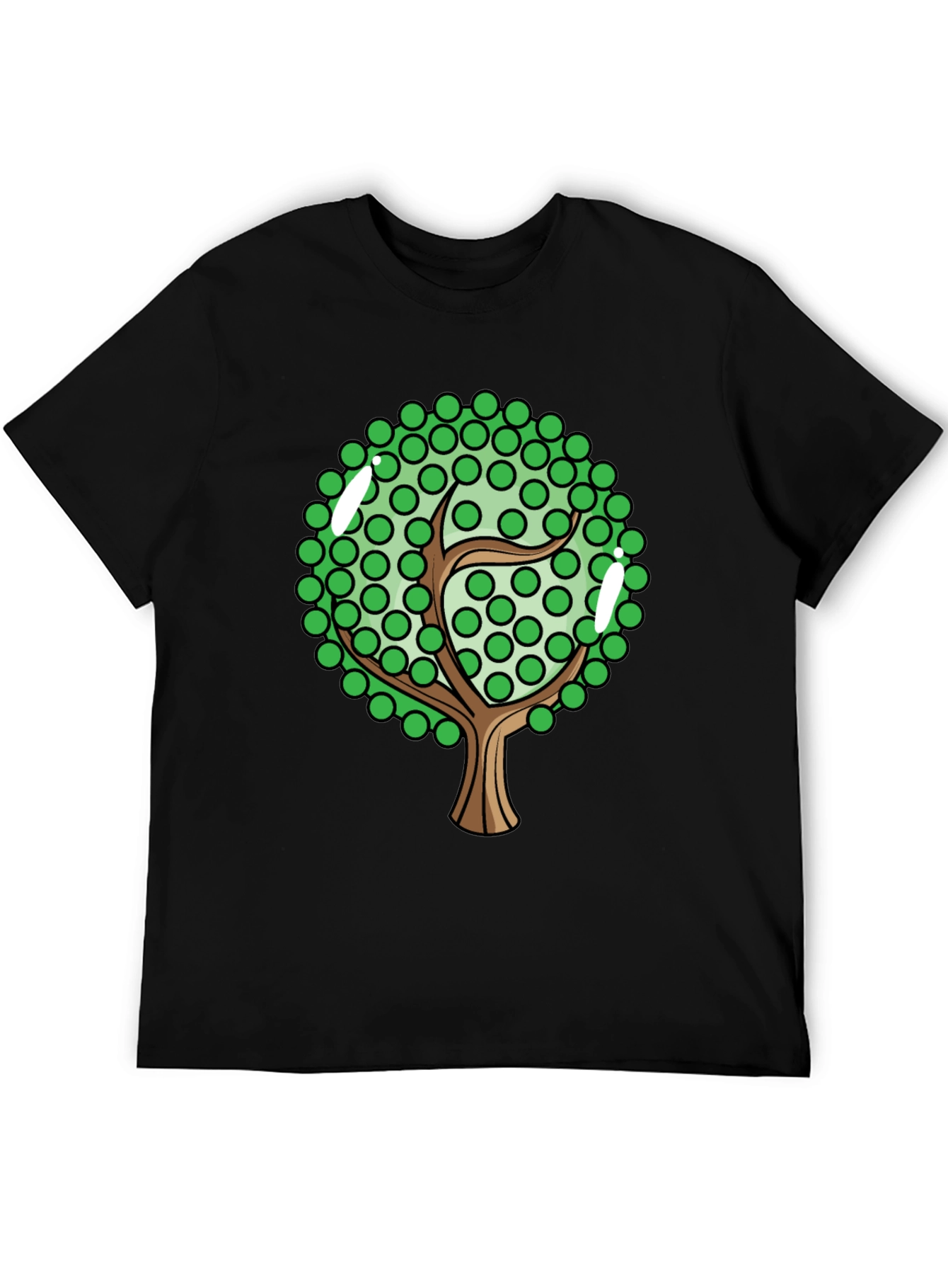 Cartoon Tree Graphic Tee - Black Cotton Blend