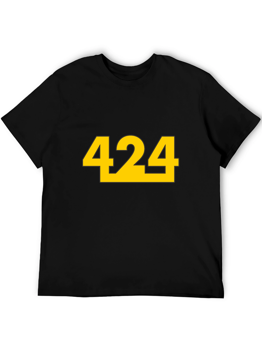 Black T-Shirt with Bold Yellow 424 Graphic