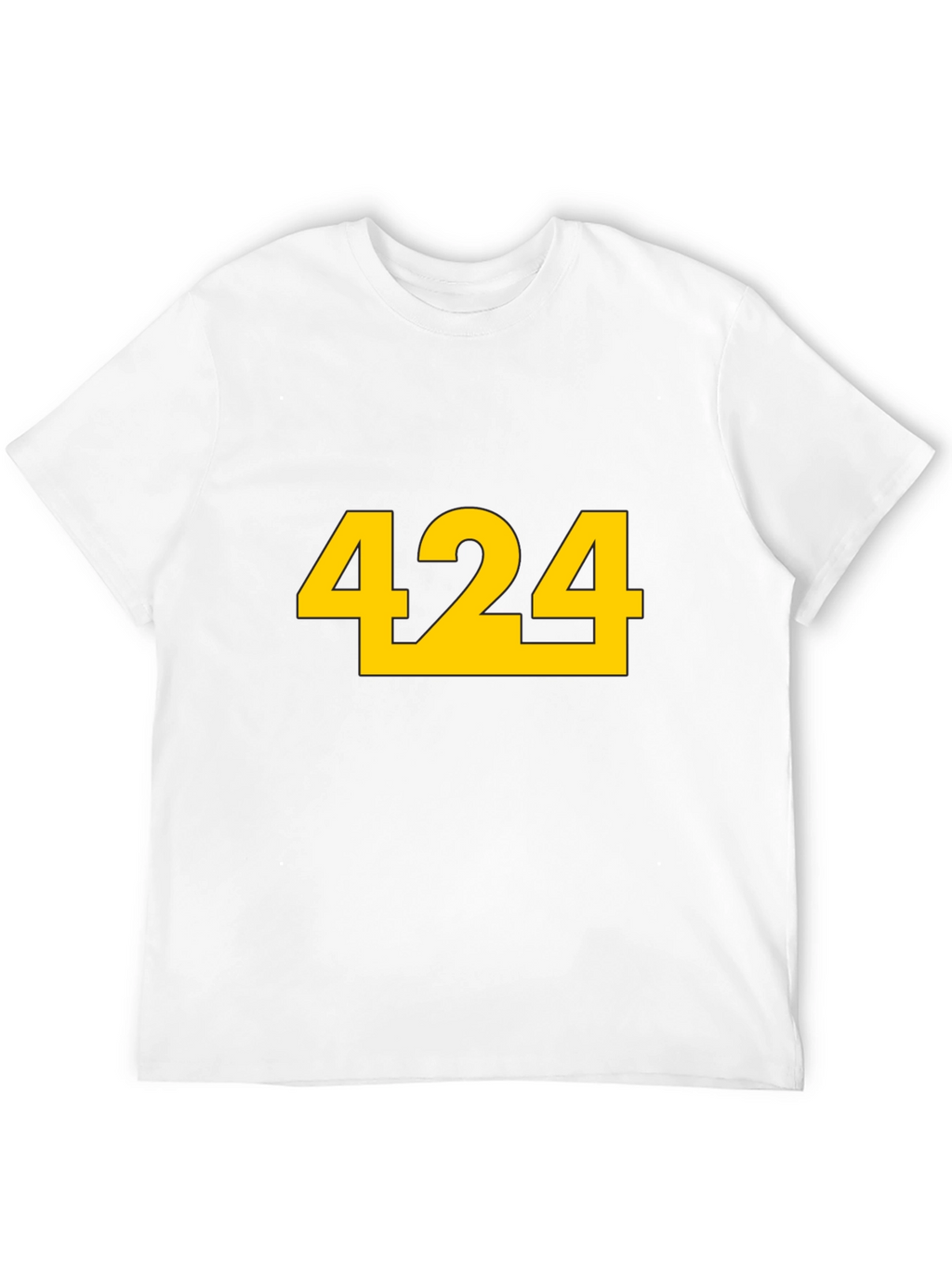 Black T-Shirt with Bold Yellow 424 Graphic