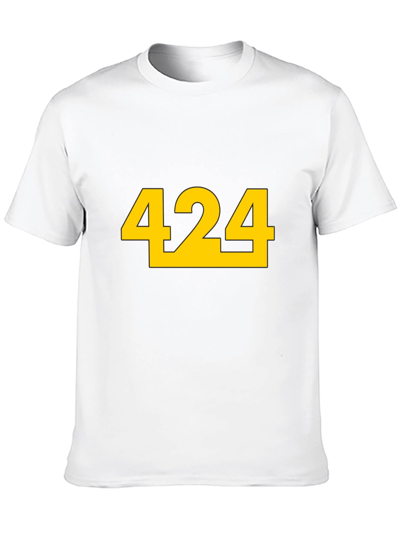 Black T-Shirt with Bold Yellow 424 Graphic