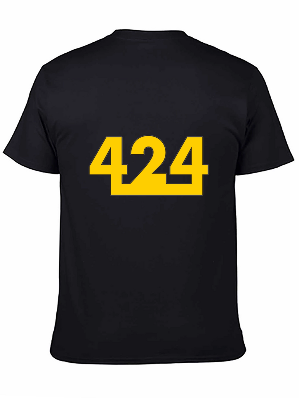 Black T-Shirt with Bold Yellow 424 Graphic