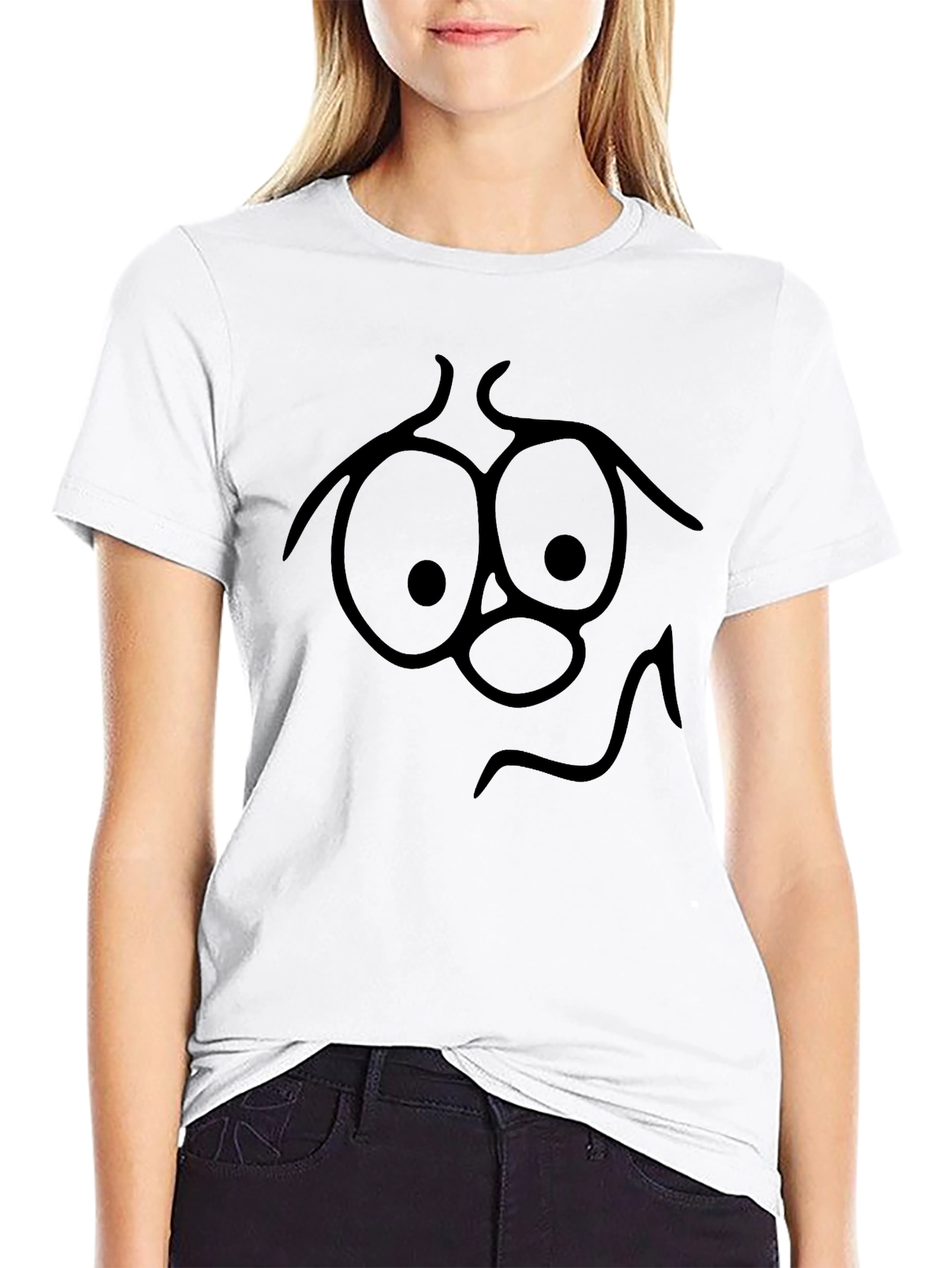 Funny Face Graphic Tee - Black Cotton T-Shirt