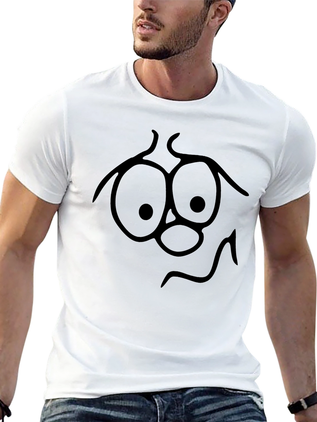 Funny Face Graphic Tee - Black Cotton T-Shirt