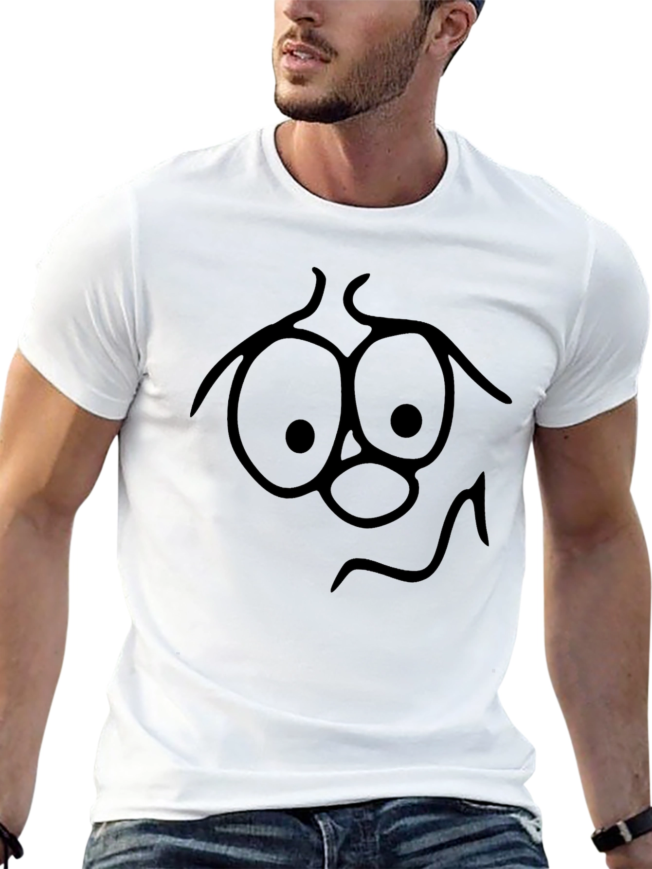 Funny Face Graphic Tee - Black Cotton T-Shirt