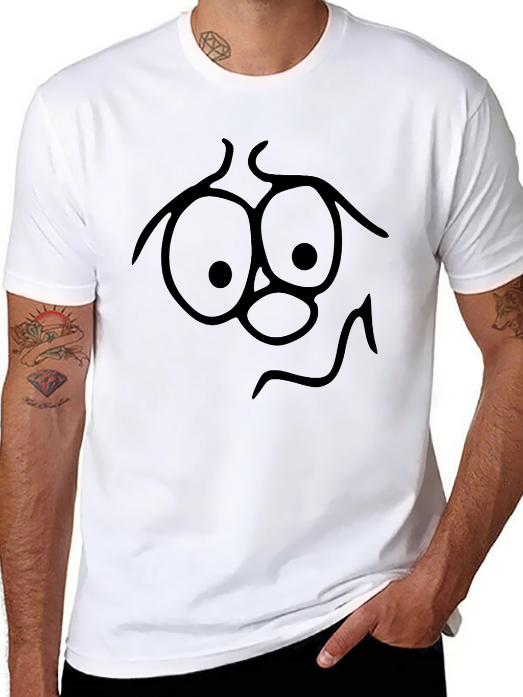 Funny Face Graphic Tee - Black Cotton T-Shirt