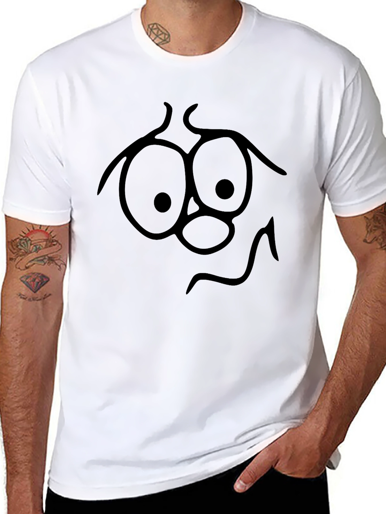 Funny Face Graphic Tee - Black Cotton T-Shirt