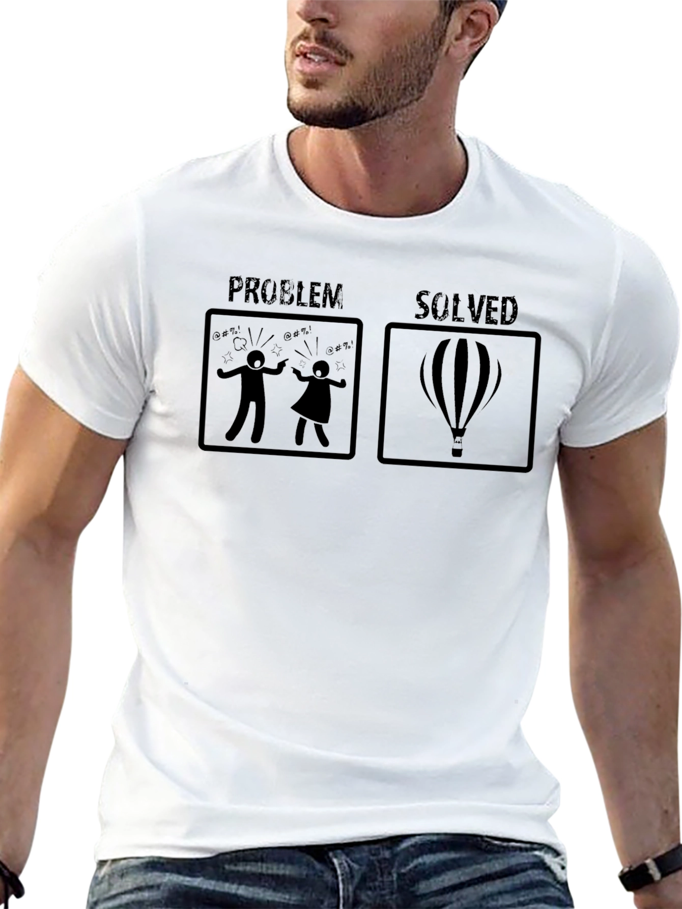 Problem Solved Hot Air Balloon Graphic Tee