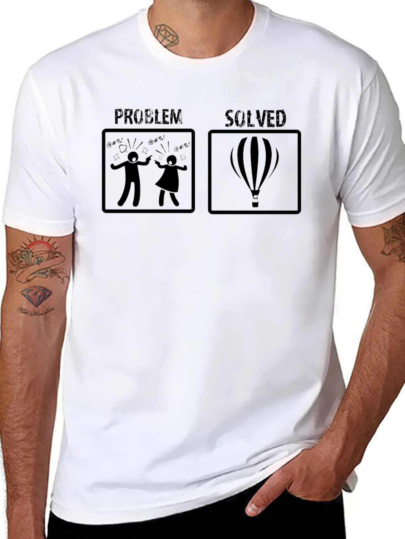 Problem Solved Hot Air Balloon Graphic Tee