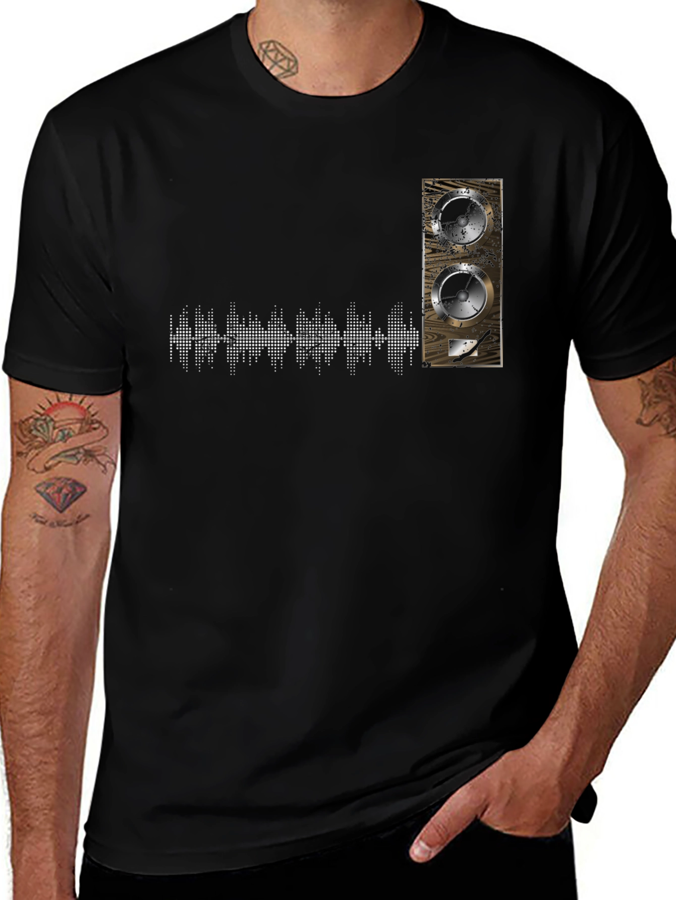 Speaker & Wave Graphic Tee - Premium Cotton Comfort