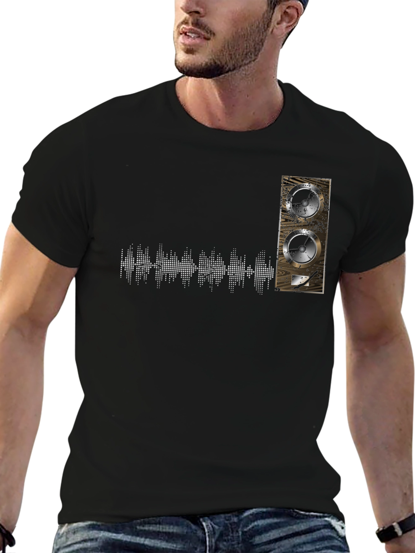 Speaker & Wave Graphic Tee - Premium Cotton Comfort