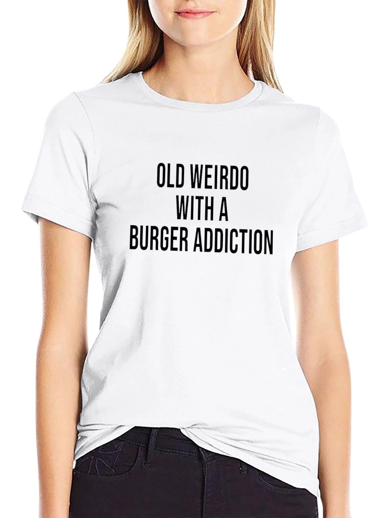 Old Weirdo Burger Addiction Funny Graphic Tee