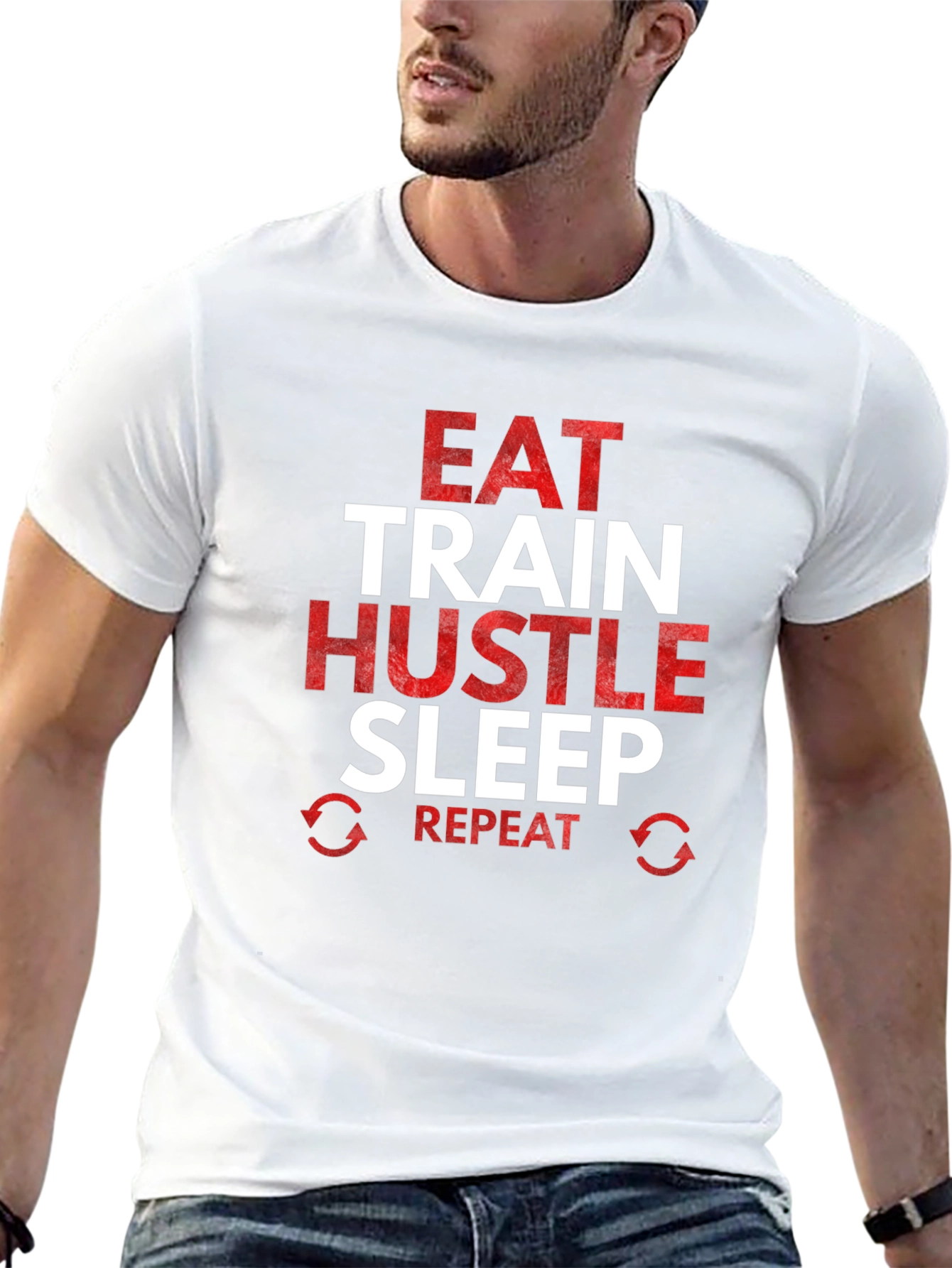 Eat Train Hustle Repeat Graphic Tee