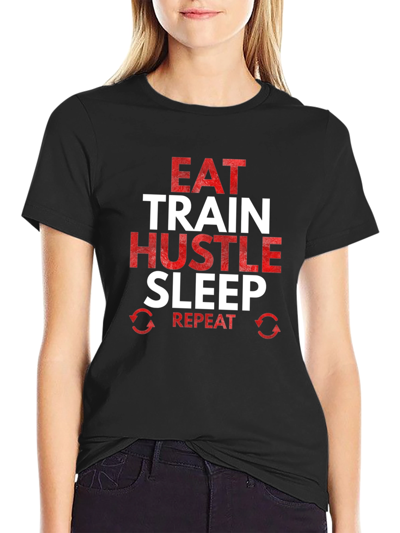 Eat Train Hustle Repeat Graphic Tee