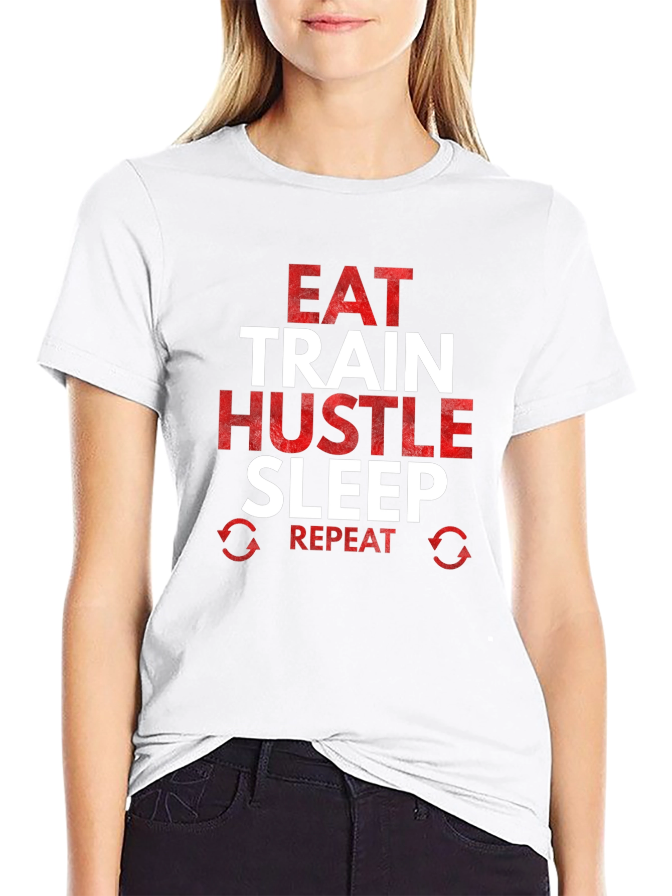 Eat Train Hustle Repeat Graphic Tee
