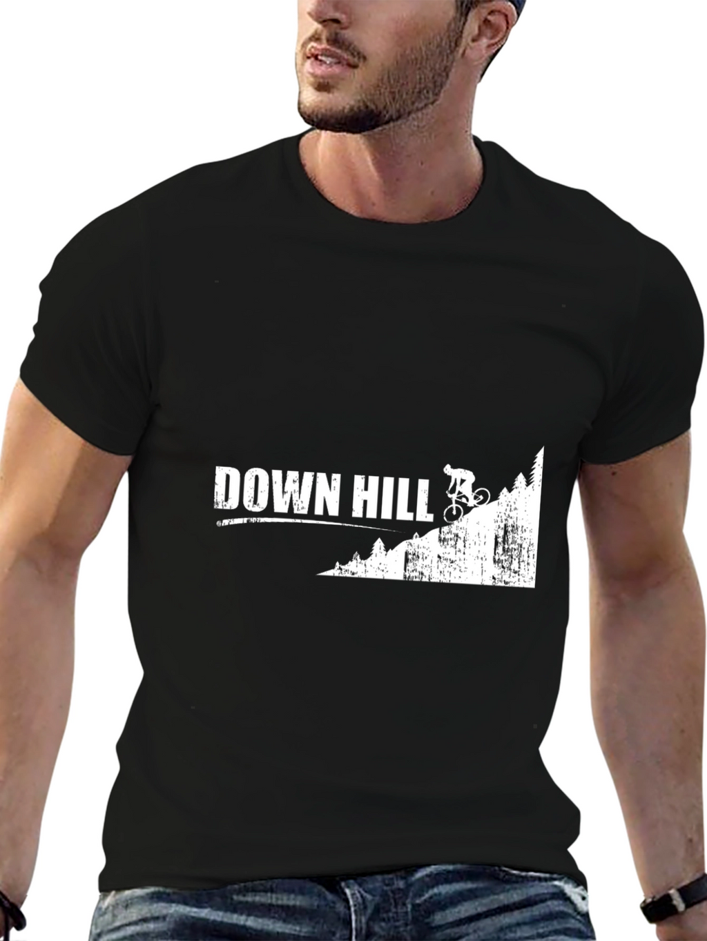 Downhill Mountain Biking Graphic Tee - Black