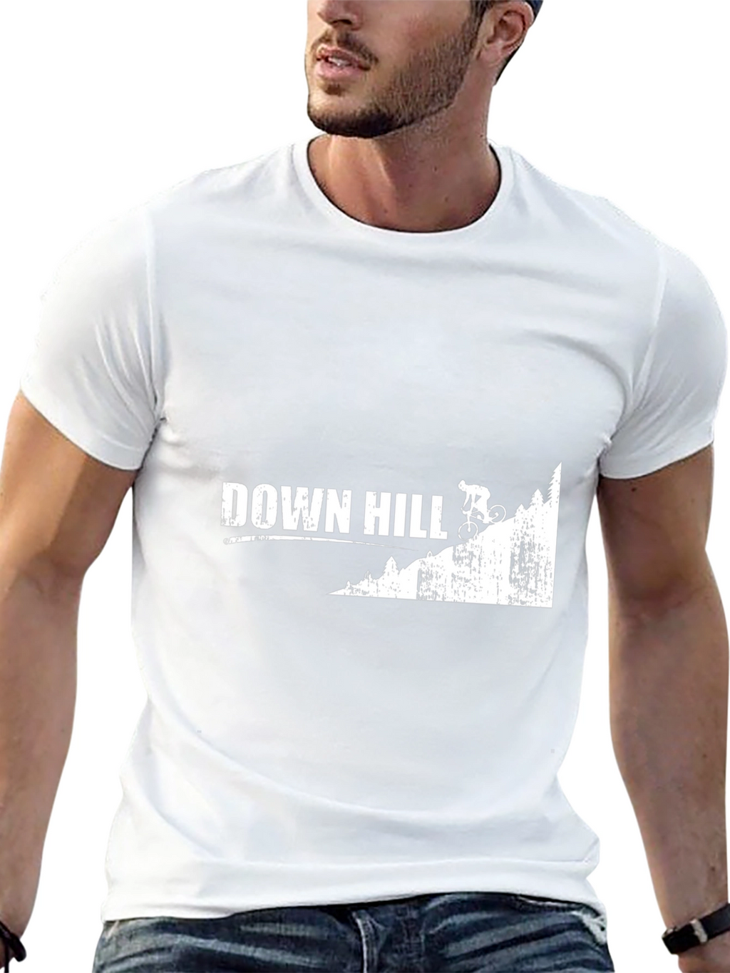 Downhill Mountain Biking Graphic Tee - Black