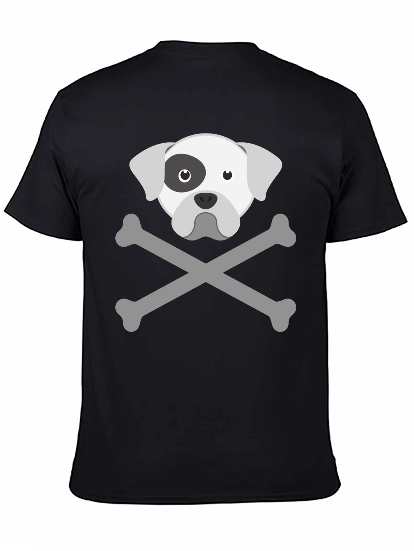 Dog Skull & Crossbones Graphic Tee - Mens Black T-Shirt