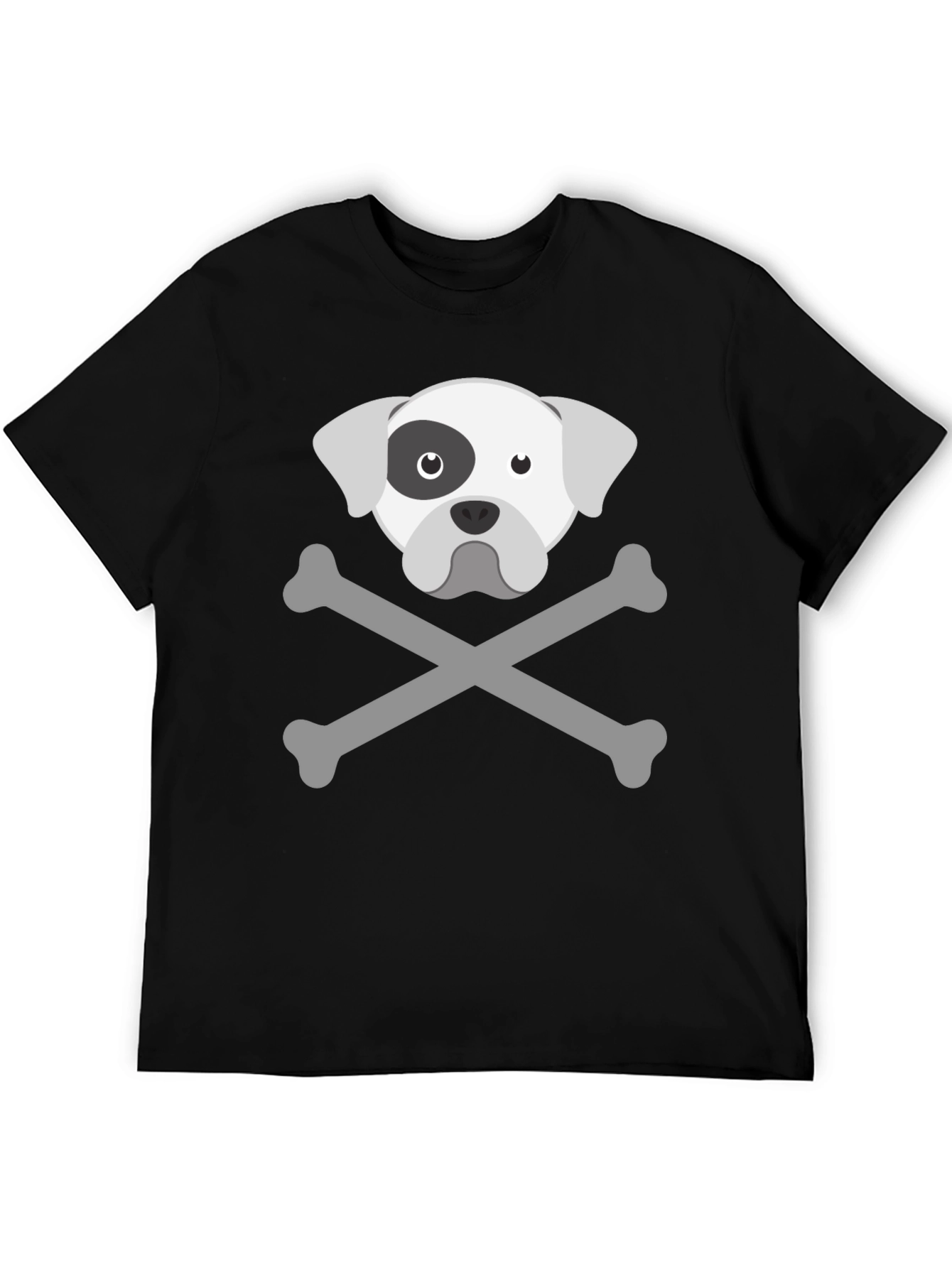 Dog Skull & Crossbones Graphic Tee - Mens Black T-Shirt