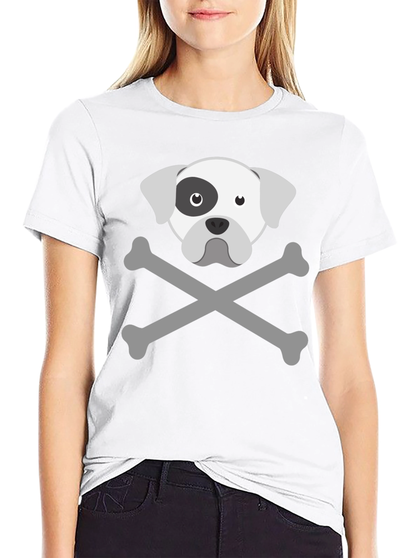 Dog Skull & Crossbones Graphic Tee - Mens Black T-Shirt