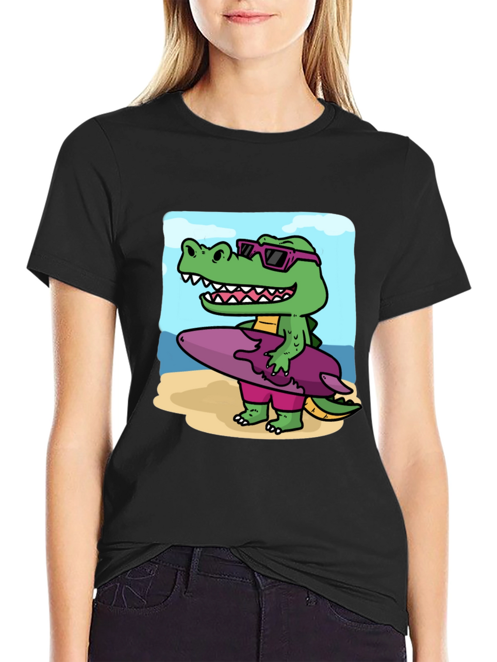 Cool Crocodile Surfer Graphic Tee