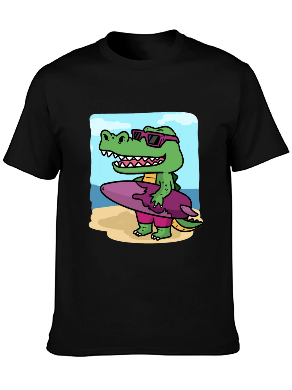 Cool Crocodile Surfer Graphic Tee