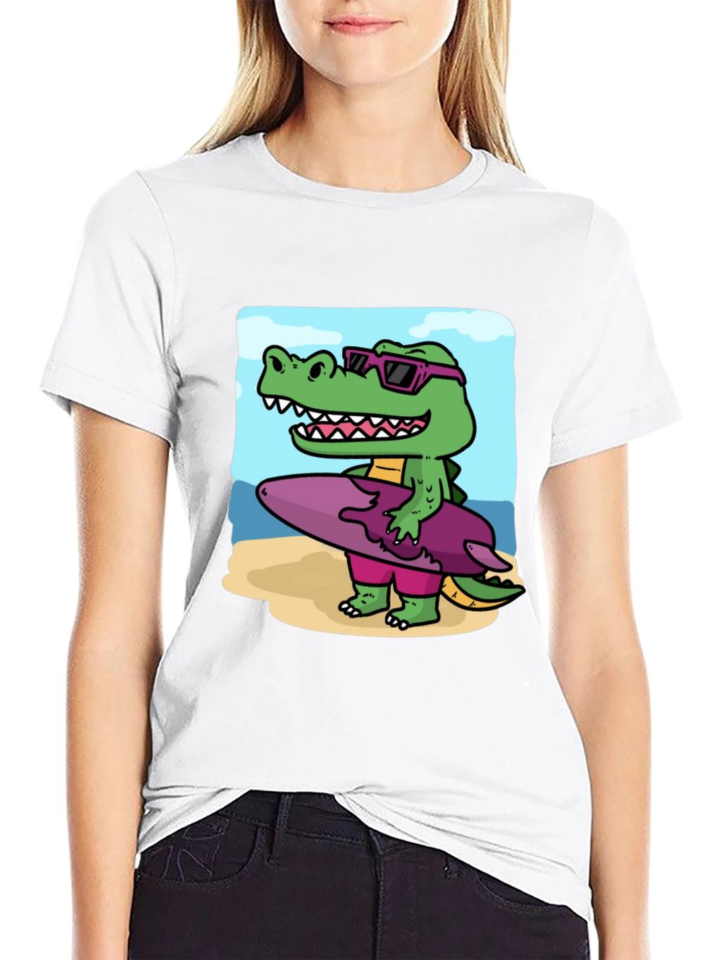 Cool Crocodile Surfer Graphic Tee