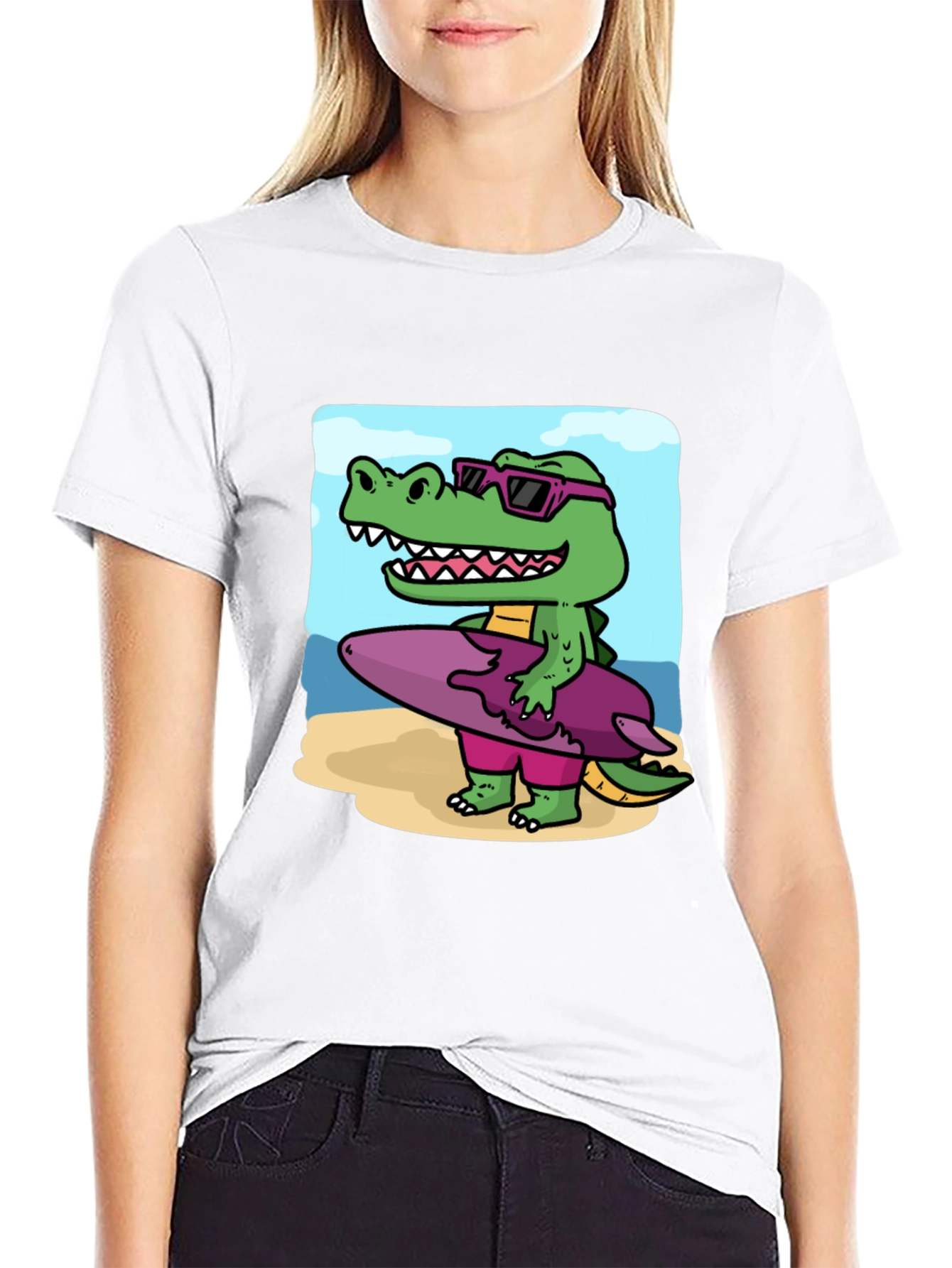 Cool Crocodile Surfer Graphic Tee