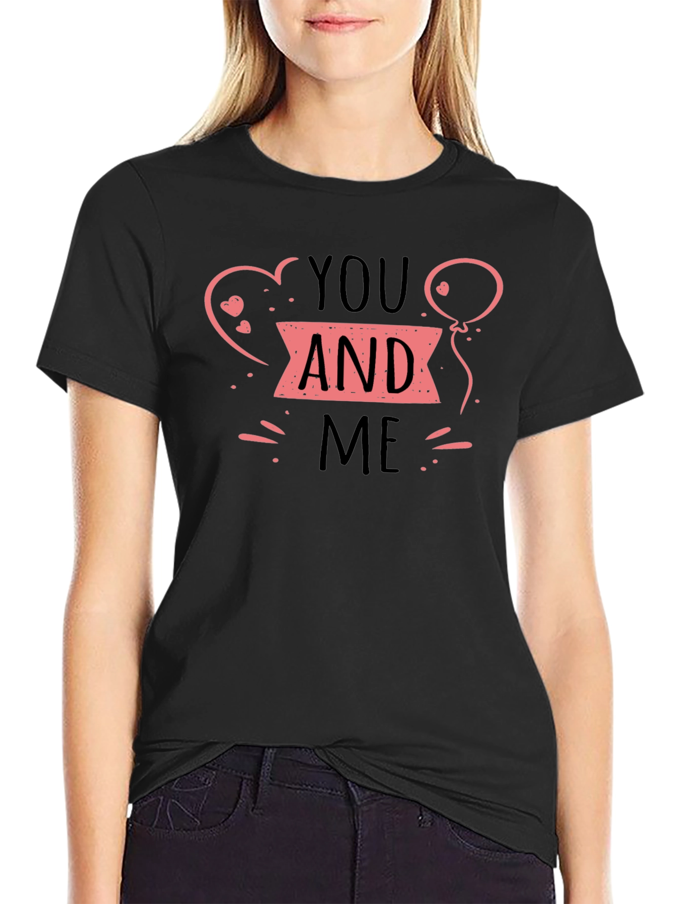 You and Me Graphic Tee - Black Short Sleeve