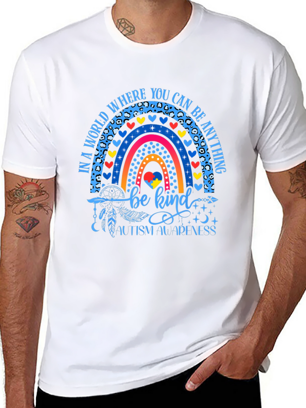 Autism Awareness Rainbow T-Shirt Be Kind