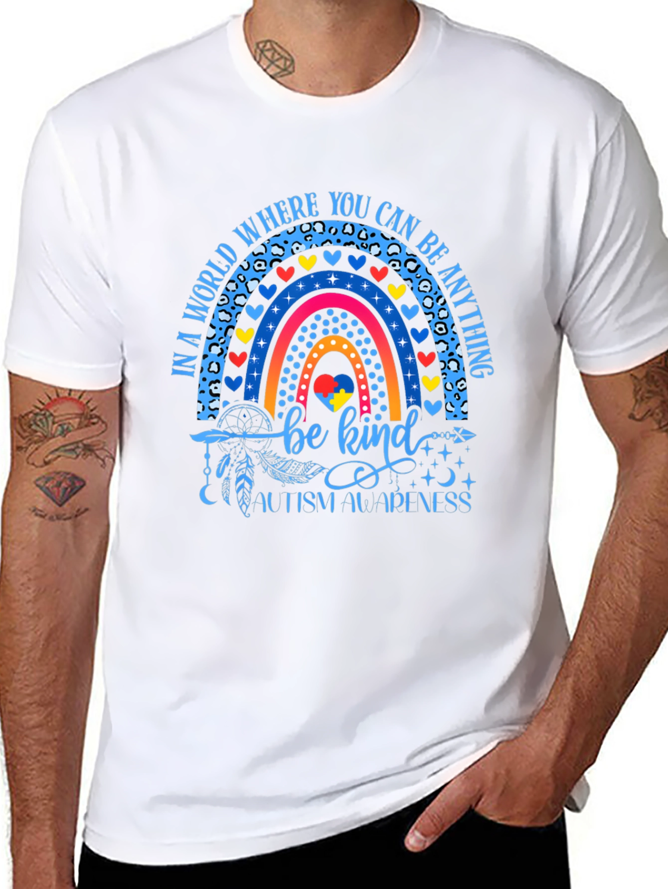 Autism Awareness Rainbow T-Shirt Be Kind