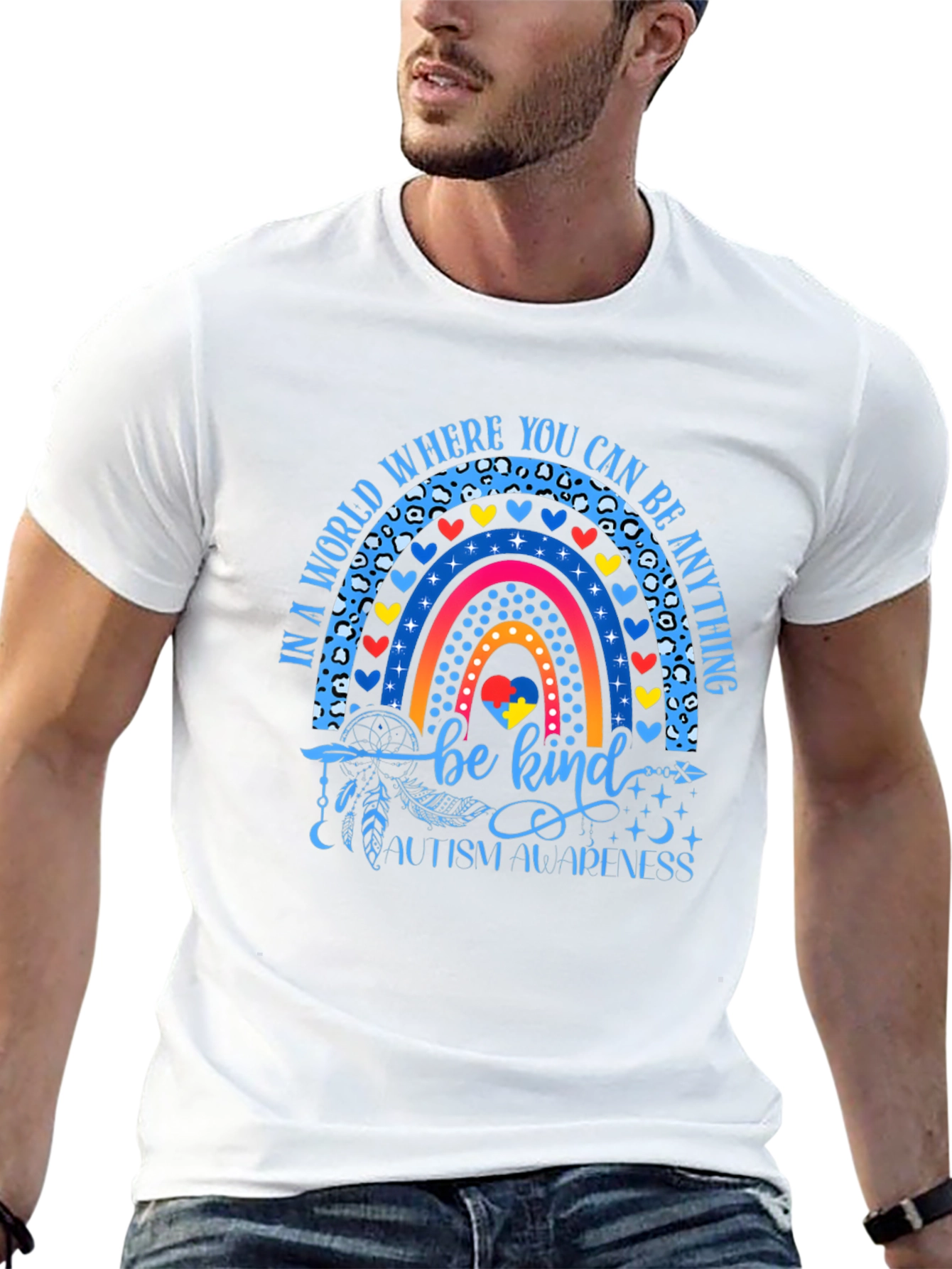 Autism Awareness Rainbow T-Shirt Be Kind
