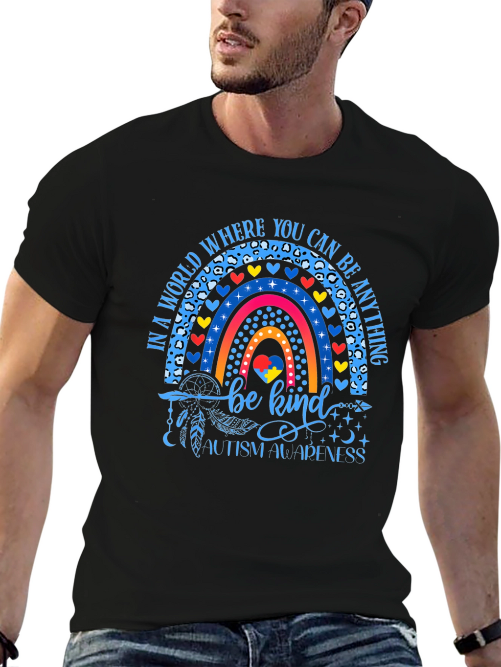 Autism Awareness Rainbow T-Shirt Be Kind