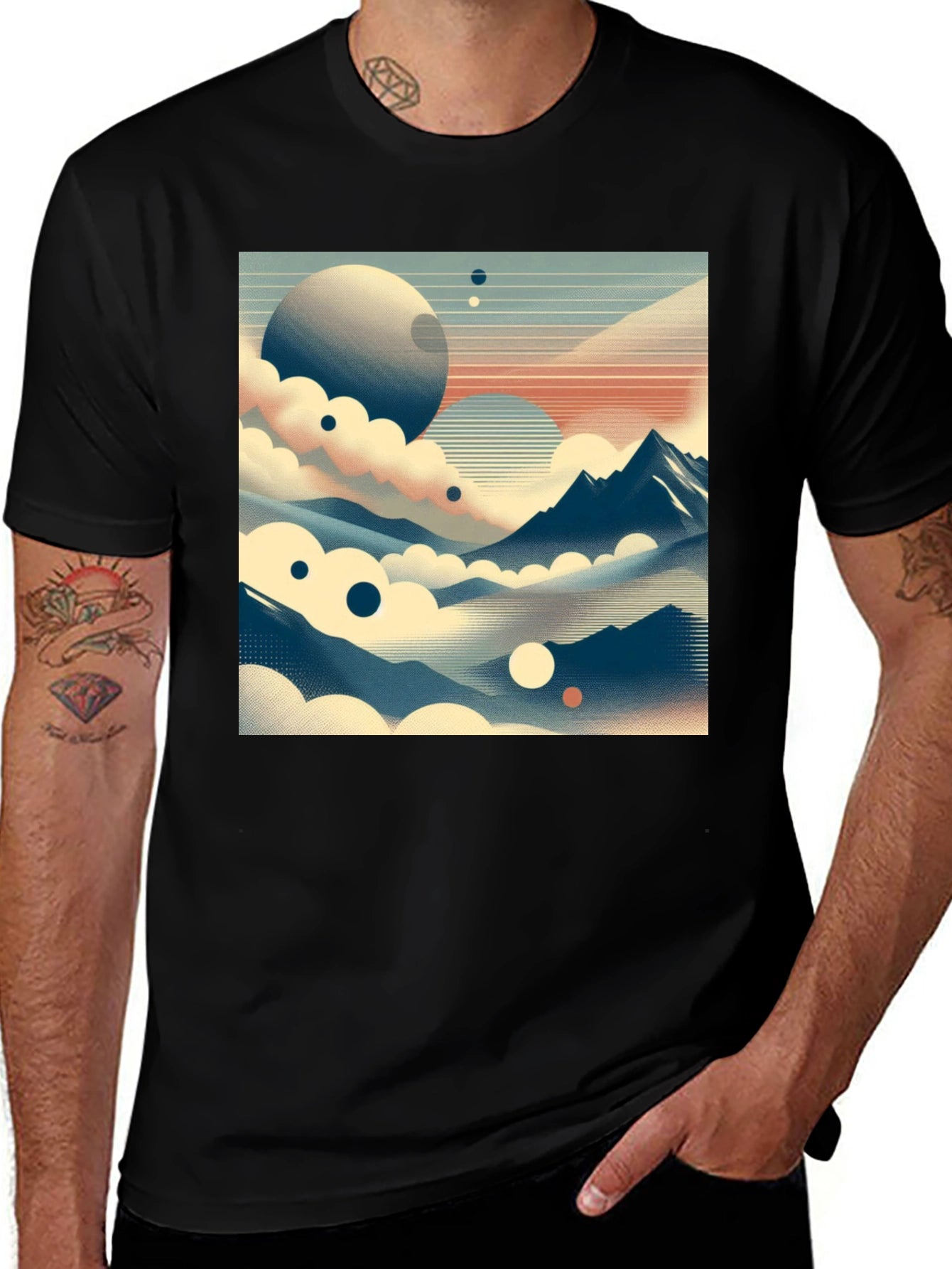 Cosmic Landscape Graphic Tee - Black