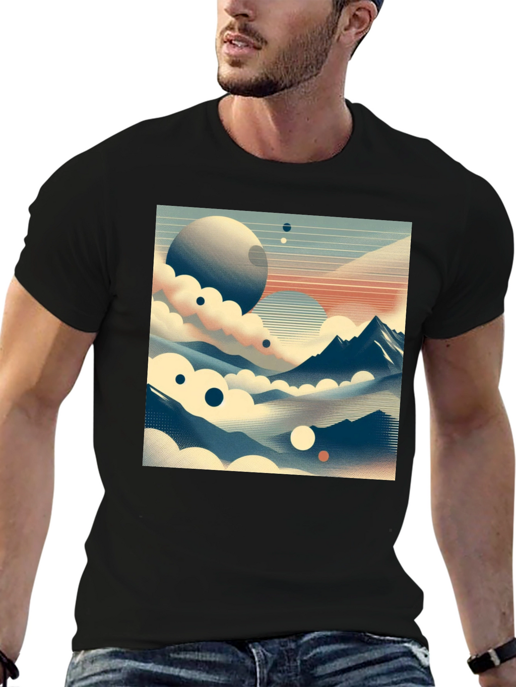 Cosmic Landscape Graphic Tee - Black