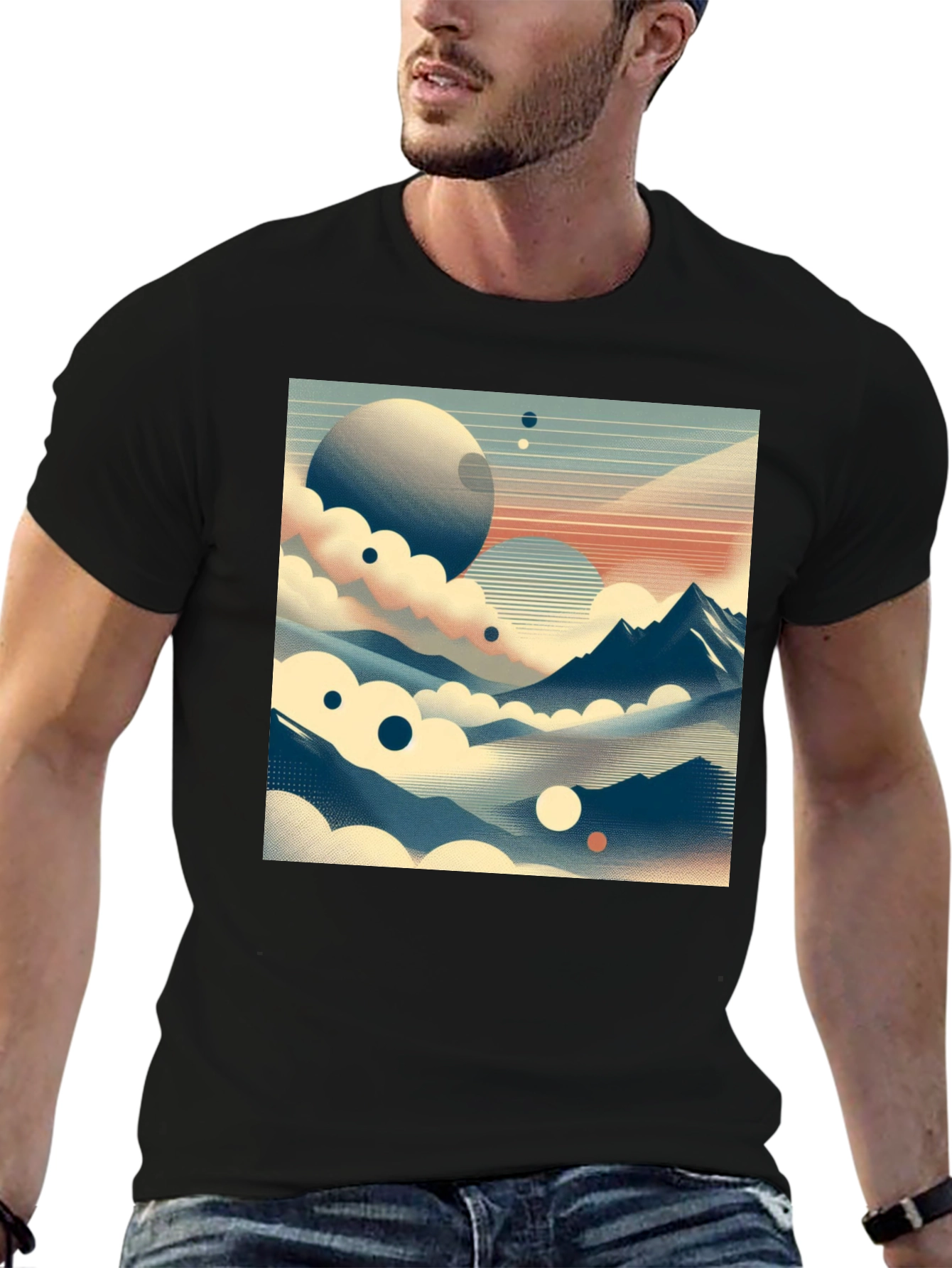 Cosmic Landscape Graphic Tee - Black
