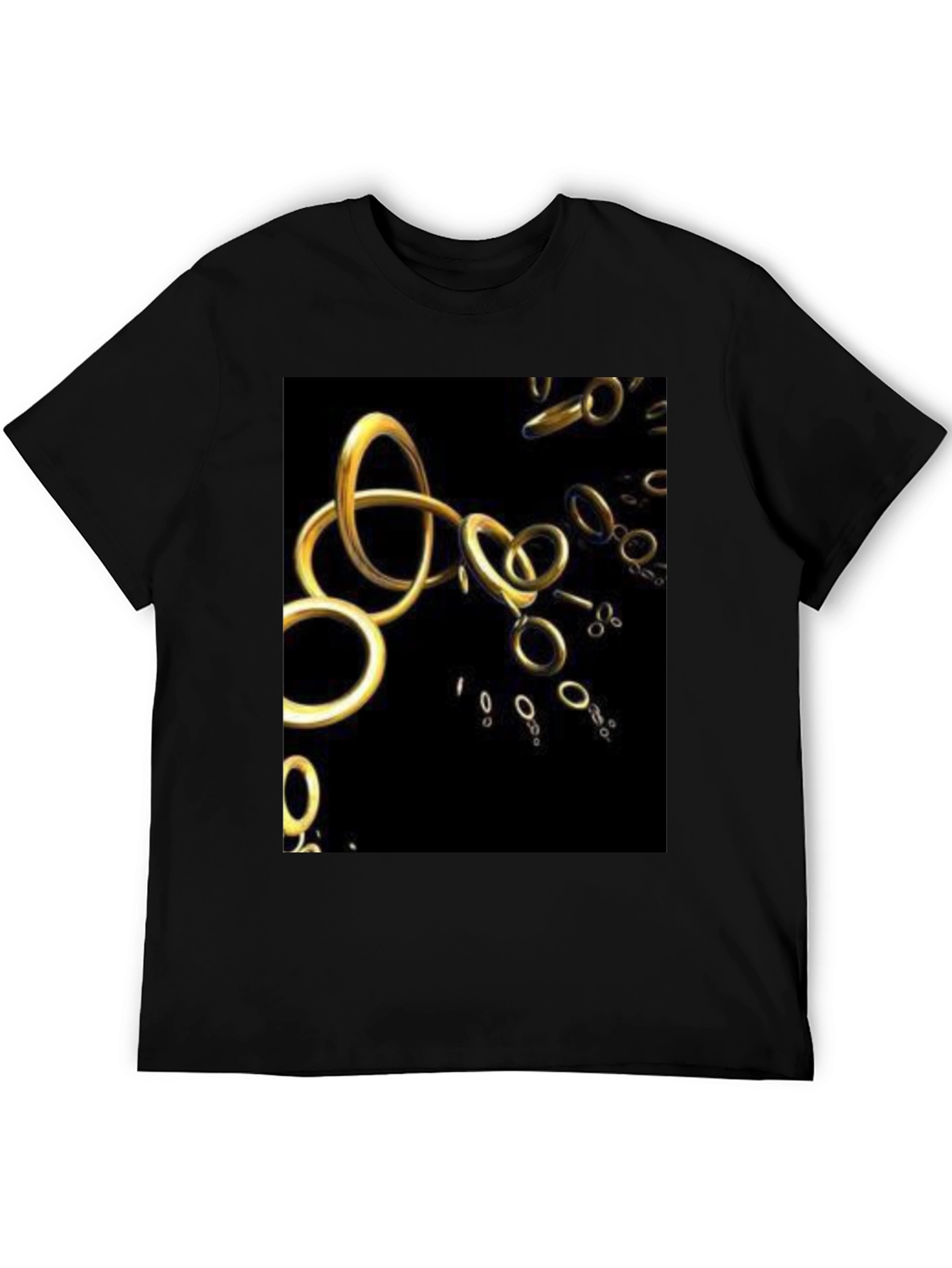 Golden Rings Graphic Black T-Shirt